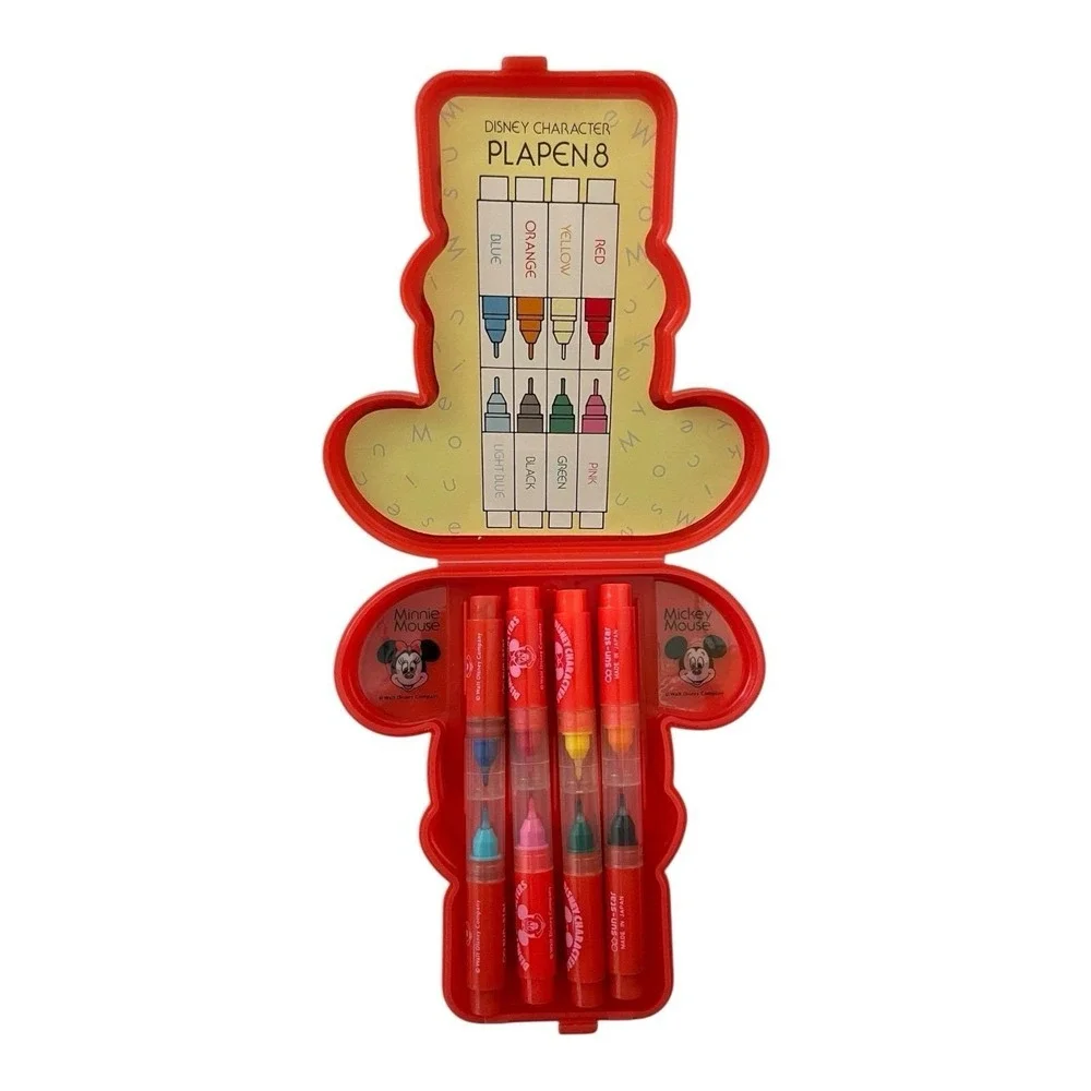 Minnie Mouse 6 Color Ink Pen Set In Plastic Case Disney‎ Japan SunStar